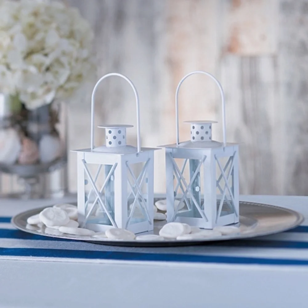 White Lantern Candle Holder - Elegant Wedding Favors for Guests
